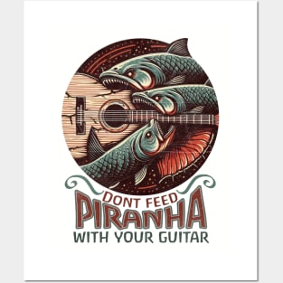 Surreal weird piranha guitar reminder tshirt mug Posters and Art